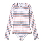 The Long-Sleeved Front Zip Swimsuit - Royal/Poppy