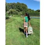 The All Over Striped Tote - Canvas/Green