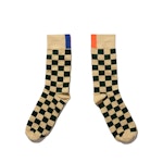 The Women's Check Dress Sock - Pumice/Loden