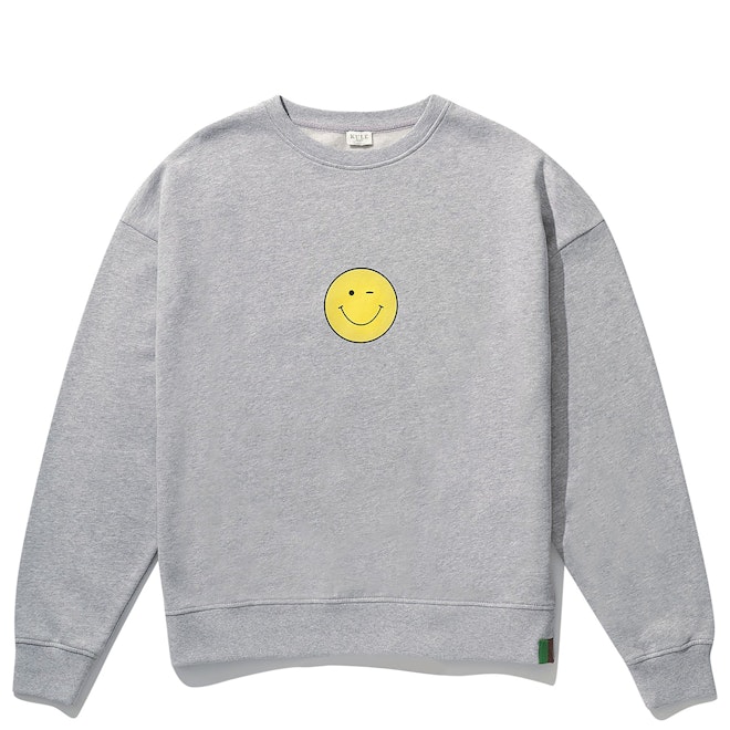 The Oversized Wink Face Sweatshirt - Heather Grey