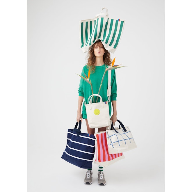 The All Over Striped Tote - Canvas/Green