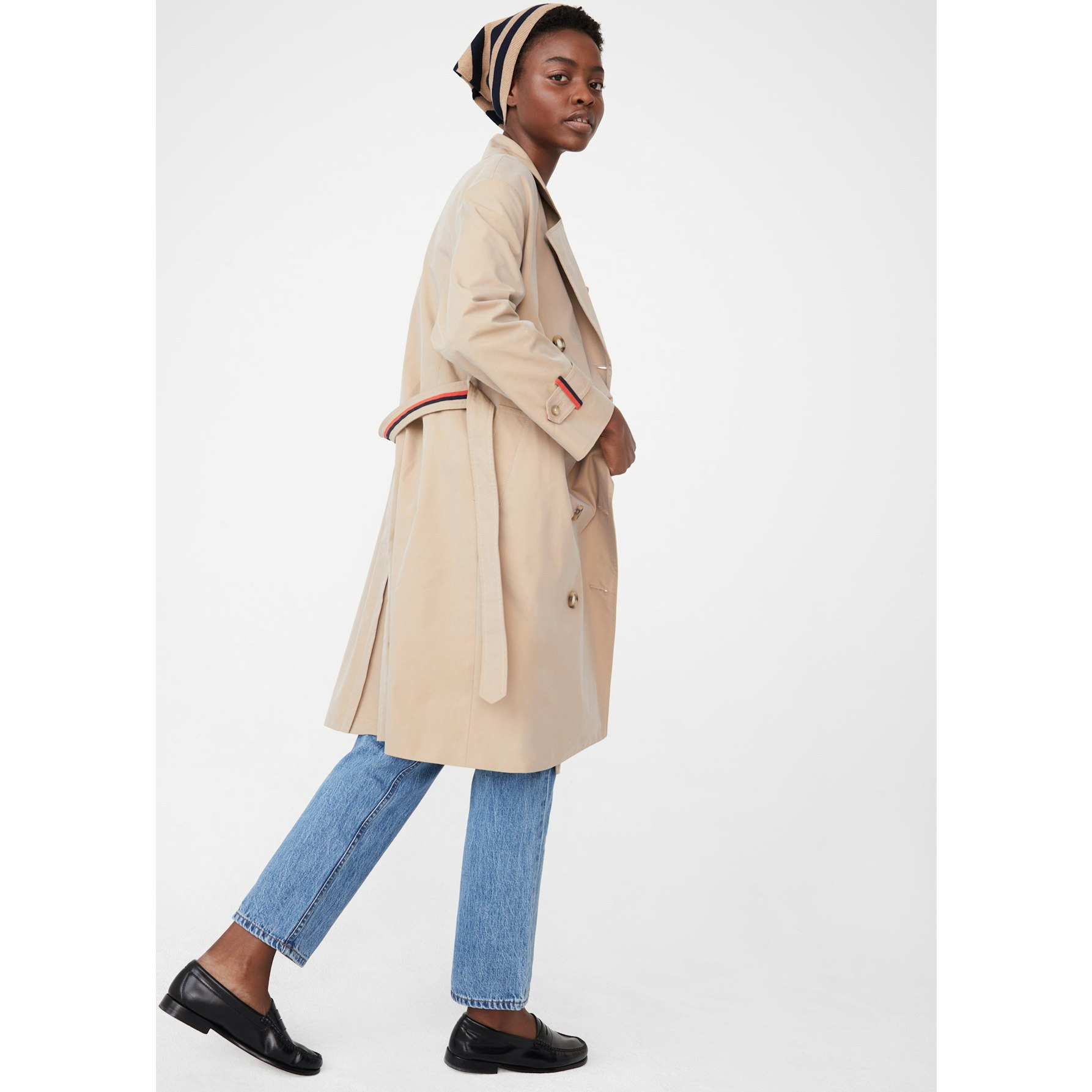 Long khaki trench on sale coat