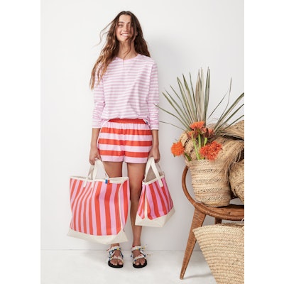 The All Over Striped Tote - Pink/Poppy by KULE | Os