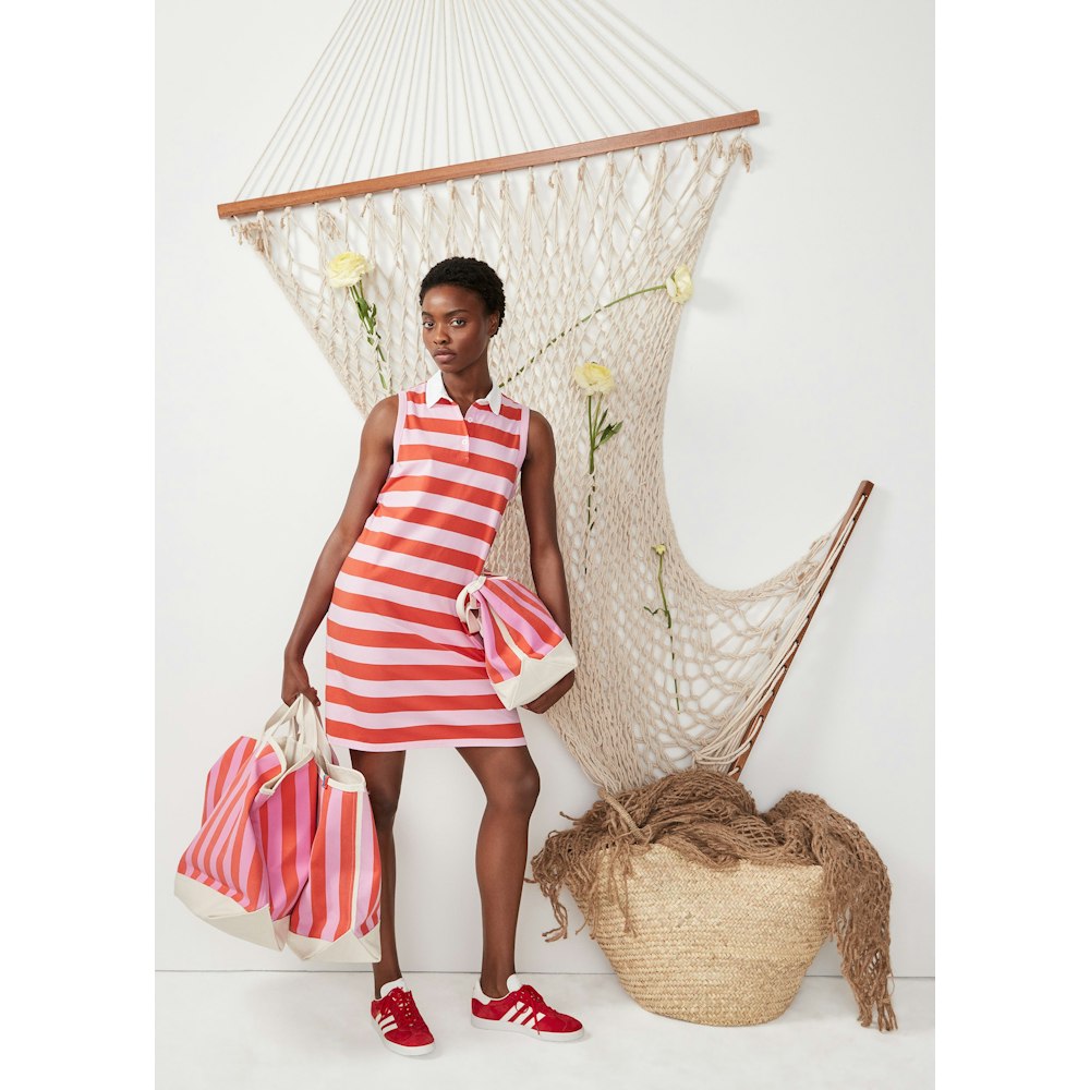 The All Over Striped Tote - Pink/Poppy by KULE | Os